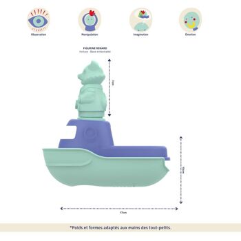 Jouet de bain et plage, Bateau transformable 2-en-1, Made in France en plastique recyclé, Cadeau 1-5 ans, Pâques 8