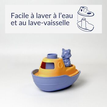 Le Jouet Simple, Bateaux 2-en-1 et Figurine, Jouets Éducatif pour Le Bain & La Plage, Fabriqués en France, 100% Plastique Recyclé et Recyclable, Lavables au Lave-vaisselle, Cadeau Enfants Filles et Garçons Dès 1 An, Assortiment 12