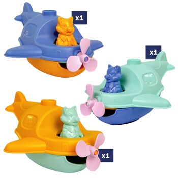 Le Jouet Simple, Hydravions 2-en-1 et Figurine, Jouets Éducatif pour Le Bain & La Plage, Fabriqués en France, 100% Plastique Recyclé et Recyclable, Lavables Lave-vaisselle, Cadeau Enfant Filles et Garçons Dès 1 An, Assortiment 2