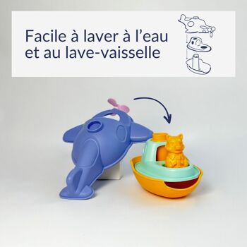 Jouet de bain et plage en plastique recyclé, Hydravion 2-en-1, Made in France, Cadeau bébé enfants, 1-5 ans 10