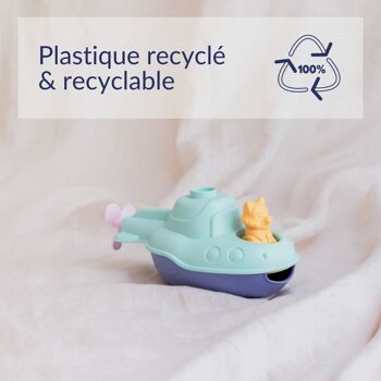 Le Jouet Simple, Sous-Marins 2-en-1 et Figurine, Jouets Éducatif pour Le Bain & La Plage, Fabriqués en France, 100% Plastique Recyclé et Recyclable, Lavables Lave-vaisselle, Cadeau Enfants Filles et Garçons Dès 1 An, Assortiment 3