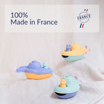 Le Jouet Simple, Sous-Marins 2-en-1 et Figurine, Jouets Éducatif pour Le Bain & La Plage, Fabriqués en France, 100% Plastique Recyclé et Recyclable, Lavables Lave-vaisselle, Cadeau Enfants Filles et Garçons Dès 1 An, Assortiment 4