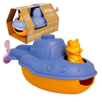 Le Jouet Simple, Sous-Marins 2-en-1 et Figurine, Jouets Éducatif pour Le Bain & La Plage, Fabriqués en France, 100% Plastique Recyclé et Recyclable, Lavables Lave-vaisselle, Cadeau Enfants Filles et Garçons Dès 1 An, Assortiment 10