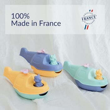 Le Jouet Simple, Hélicoptères 2-en-1 et Figurine, Jouets Éducatif pour Le Bain & La Plage, Fabriqués en France, 100% Plastique Recyclé et Recyclable, Lavables Lave-vaisselle, Cadeau Enfants Filles et Garçons Dès 1 An, Assortiment 4