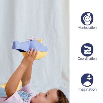 Le Jouet Simple, Hélicoptères 2-en-1 et Figurine, Jouets Éducatif pour Le Bain & La Plage, Fabriqués en France, 100% Plastique Recyclé et Recyclable, Lavables Lave-vaisselle, Cadeau Enfants Filles et Garçons Dès 1 An, Assortiment 6