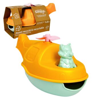 Le Jouet Simple, Hélicoptères 2-en-1 et Figurine, Jouets Éducatif pour Le Bain & La Plage, Fabriqués en France, 100% Plastique Recyclé et Recyclable, Lavables Lave-vaisselle, Cadeau Enfants Filles et Garçons Dès 1 An, Assortiment 10