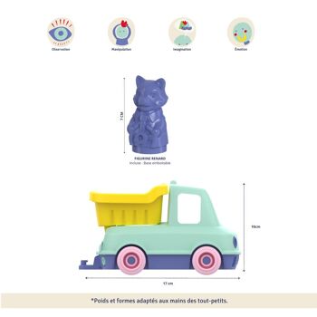 Jouet véhicule, Camion Benne avec figurine, Made in France en plastique recyclé, Cadeau 1-5 ans, Pâques 10