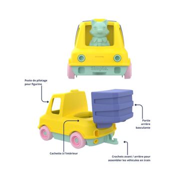 Jouet véhicule, Camion Poubelle avec figurine, Made in France en plastique recyclé, Cadeau 1-5 ans, Pâques 9