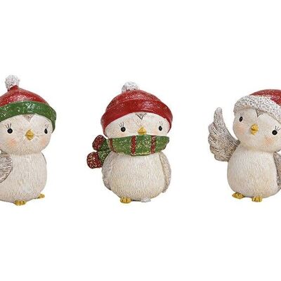 Winter bird with Christmas hat made of poly white 3-fold
