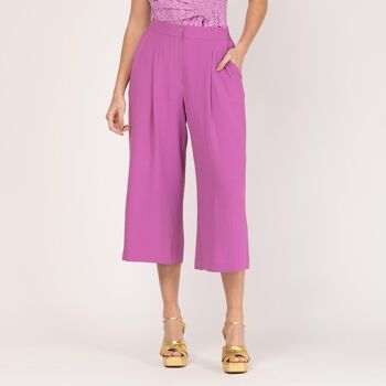 Pantalon large plissé rose 2