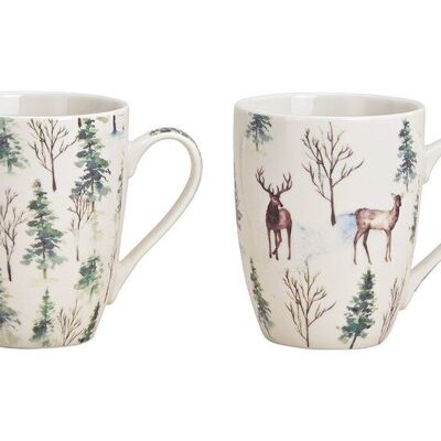 Mug décor forêt d'hiver en porcelaine verte 2 volets