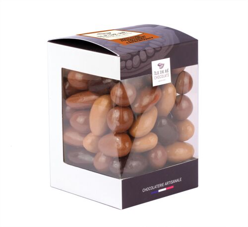 BONBON DE CHOCOLAT - Boîte Cube Assortiment Amandes Caracrousty 220g