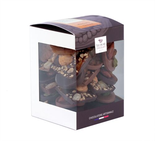BONBON DE CHOCOLAT - Boîte Cube Mendiant et Carrés gourmands Noir et Lait 200g