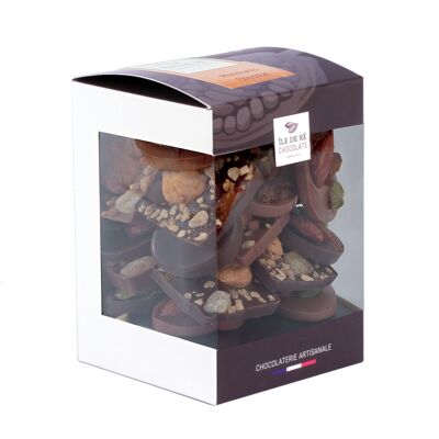 BONBON DE CHOCOLAT - Boîte Cube Mendiant et Carrés gourmands Noir et Lait 200g