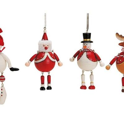 Figurines de Noël en spirale en bois, assorties (L / H / P) 4,5x8x3cm / 4,5x12x3 cm