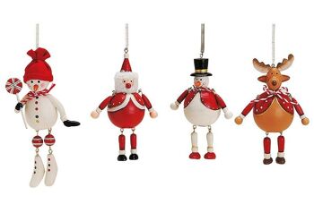 Figurines de Noël en spirale en bois, assorties (L / H / P) 4,5x8x3cm / 4,5x12x3 cm