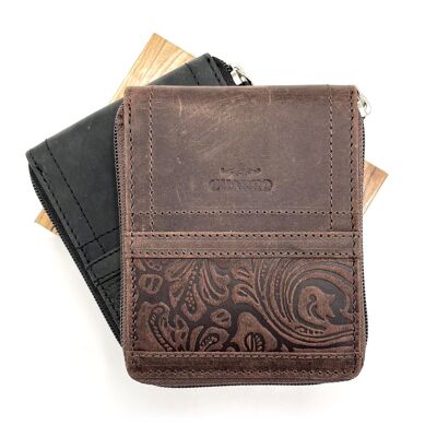 Portefeuille en cuir véritable, marque Charro, effet vintage, art. HU-41556
