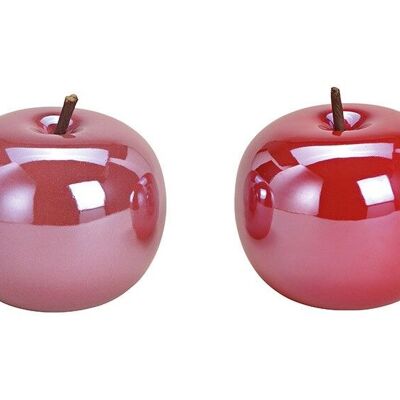 Apfel aus Keramik Pink/Rot