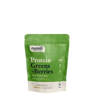 Protein Greens plus Beeren – 300 g (10 Portionen) – Vanille-Karamell