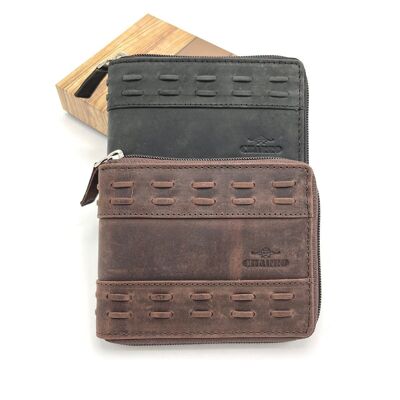 Portefeuille en cuir véritable, marque Charro, effet Vintage, art. HU-11556