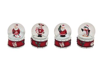 Boule à neige Décoration de Noël en poly, assortie 4 fois (L/H/P) 3,5x4,5x3,5 cm