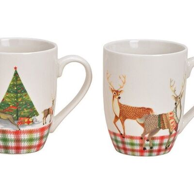 Mug deer Christmas motif made of porcelain white double