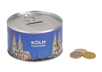 Tirelire fonds de vacances Cathédrale de Cologne, en métal (L / H / P) 10x6x10cm