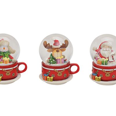 Snow globe Santa Claus / elk / snowman cup (W / H / D) 5x7x5 cm poly / glass