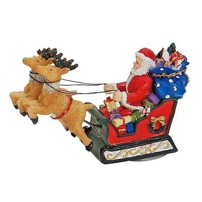 Miniature reindeer sleigh made of poly, 8 cm