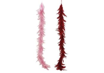 Guirlande de plumes Bordeaux, rose, 2 plis, (H) 110cm