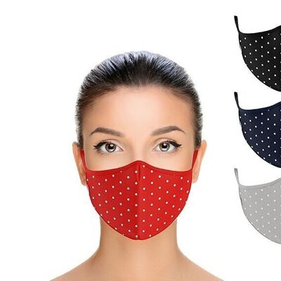 Mund-Nasen-Maske bepunktet aus Poly Bunt 4-fach, (B/T) 12x1cm