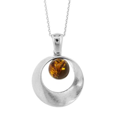 Classic Amber Twist Matt Pendant with 18" Trace Chain and Presentation Box