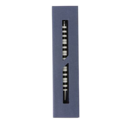 Music design ballpoint pen in a dark blue cardboard gift box, motif: keyboard