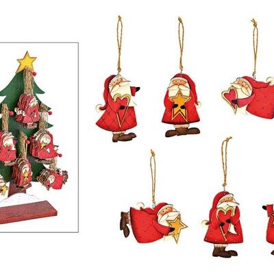 Percha navideña Nikolaus 48 piezas Expositor en árbol de madera de color 6 veces, (An / Al) 6x10cm