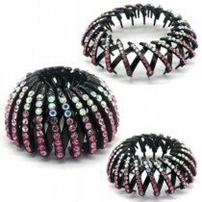 S-B7.4 H056-005 Multi Functional Hair Clip Crystals Pink-White
