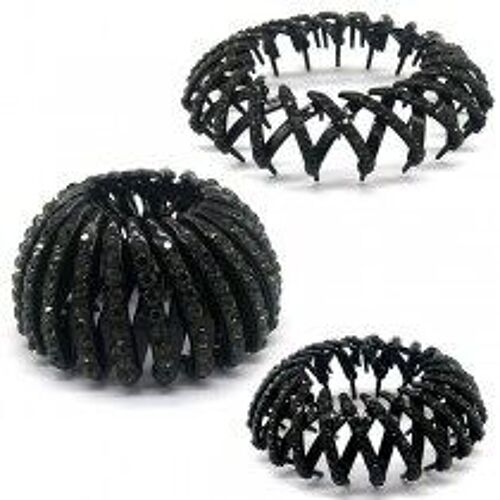 S-C7.4 H056-005 Multi Functional Hair Clip Crystals Black