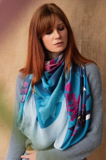 Grand foulard en soie 130 cm "Le grand colibri" 3