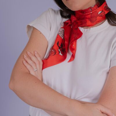 Headband scarf “The red dragonfly”