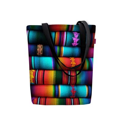 Mexico Shoulder Bag In Canvas Sunny Line Bertoni