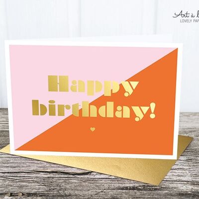 Folding card: Happy Birthday, pink