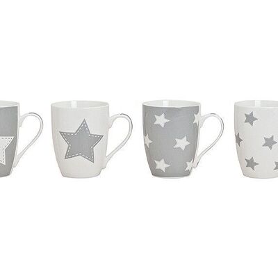 Mug stars in gray / white made of porcelain