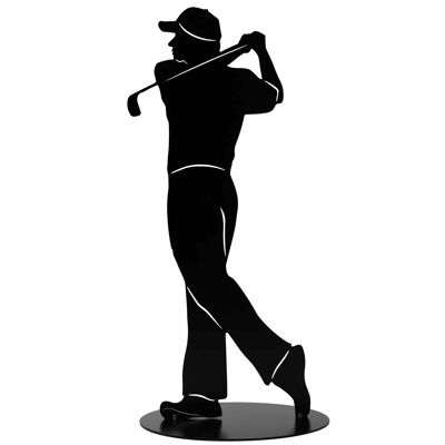 Golfer figure black | Metal decorative golfer sculpture