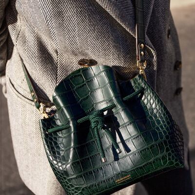 Croc Croc Emerald Leather Bucket Bag - Limited Edition