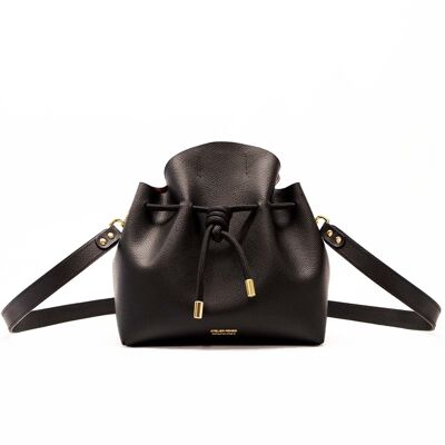 Leather bucket bag - leather shoulder strap