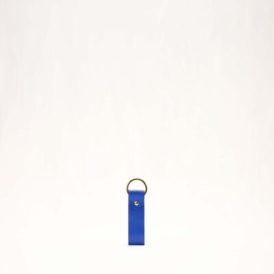 Leather key ring L - Electric blue