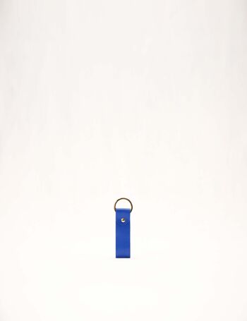Porte-clés en cuir L - Bleu électrique 1