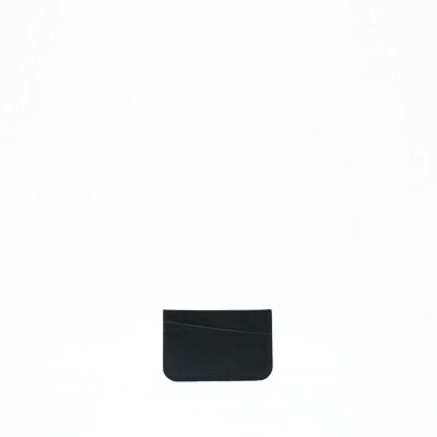 DIAGONAL leather card holder Black