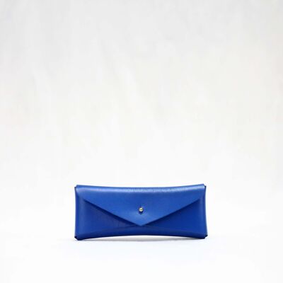 Leather glasses case - Electric blue