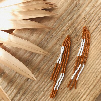 Boucles d'oreilles Maya - 2 paires (beige & terracotta)