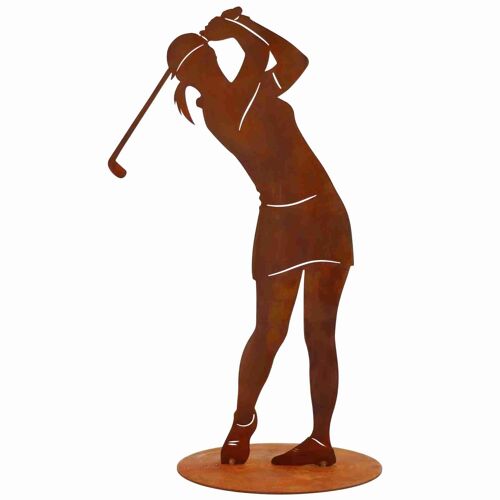 Golferin Figur, Golf Spielerin Rost | 40 cm